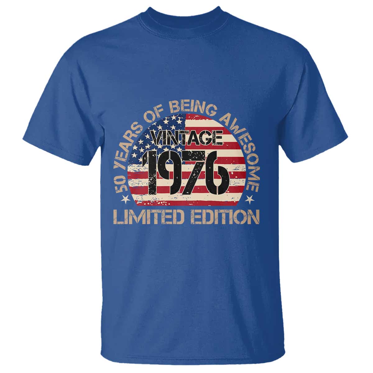 50th Birthday T Shirt Vintage 1976 50 Year Old Birthday USA Flag