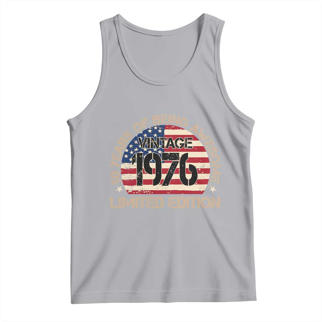 50th Birthday Tank Top Vintage 1976 50 Year Old Birthday USA Flag