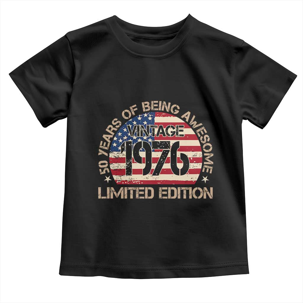 50th Birthday Toddler T Shirt Vintage 1976 50 Year Old Birthday USA Flag