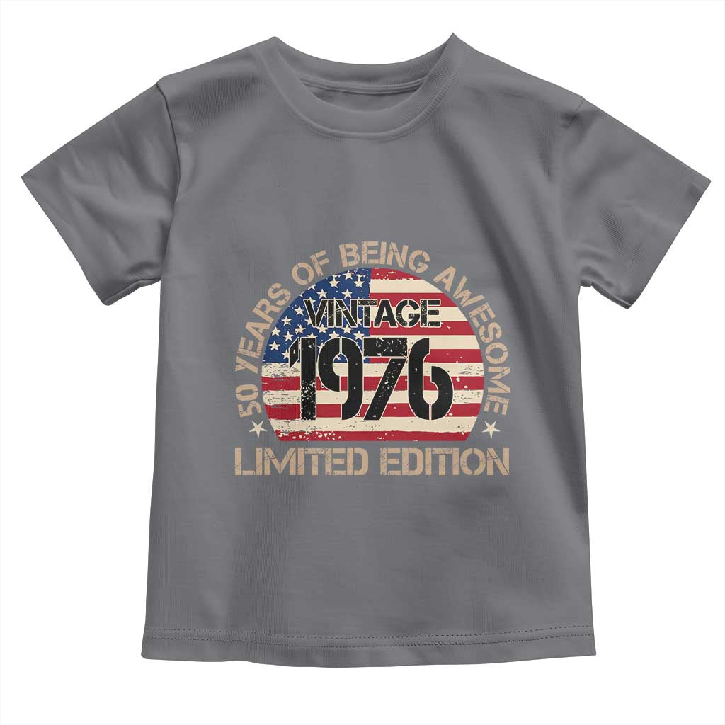 50th Birthday Toddler T Shirt Vintage 1976 50 Year Old Birthday USA Flag