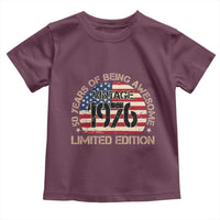 50th Birthday Toddler T Shirt Vintage 1976 50 Year Old Birthday USA Flag