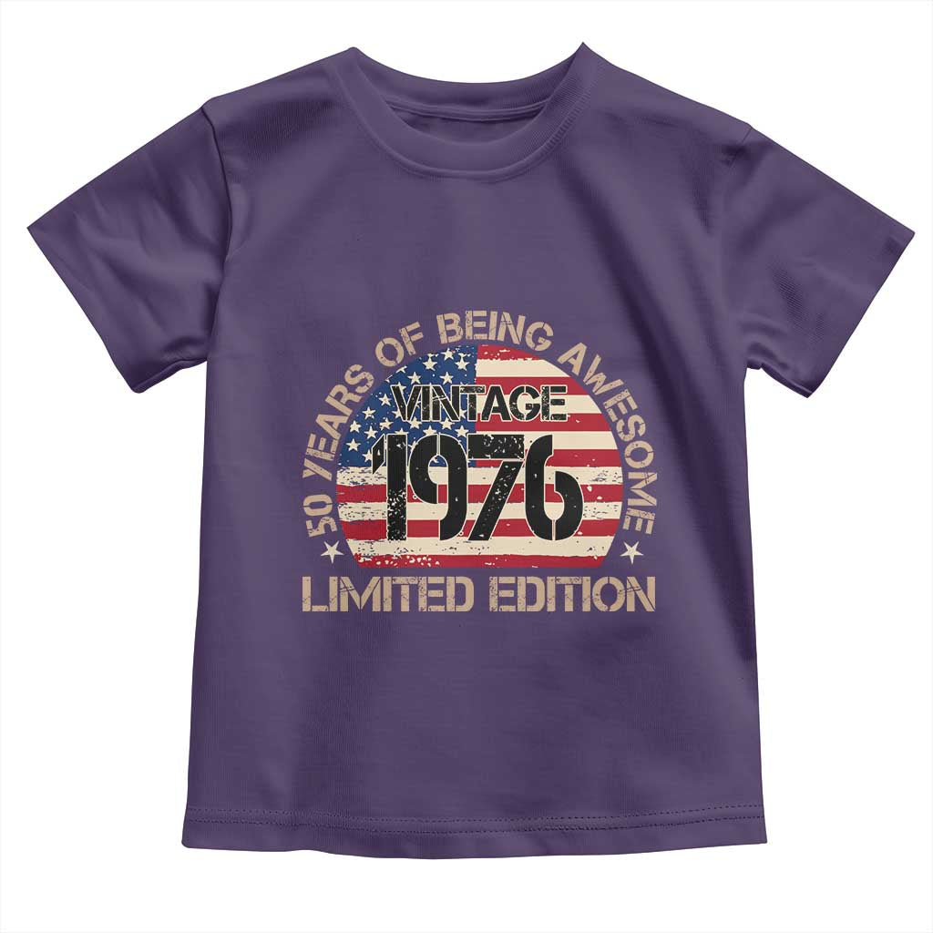 50th Birthday Toddler T Shirt Vintage 1976 50 Year Old Birthday USA Flag