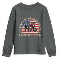 50th Birthday Youth Sweatshirt Vintage 1976 50 Year Old Birthday USA Flag