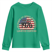 50th Birthday Youth Sweatshirt Vintage 1976 50 Year Old Birthday USA Flag