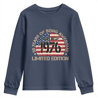 50th Birthday Youth Sweatshirt Vintage 1976 50 Year Old Birthday USA Flag