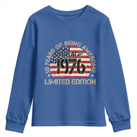 50th Birthday Youth Sweatshirt Vintage 1976 50 Year Old Birthday USA Flag