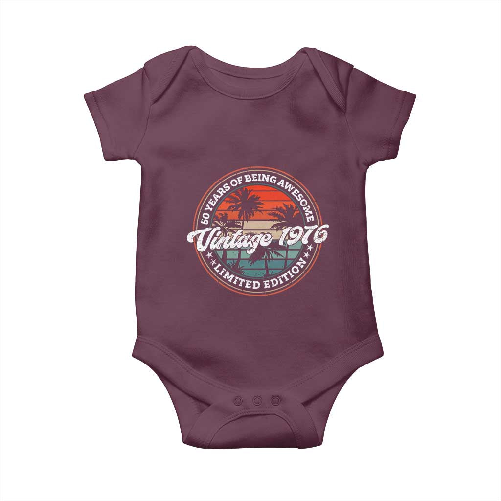 50th Birthday Gifts Baby Onesie Vintage 1976 50 Year Old Birthday