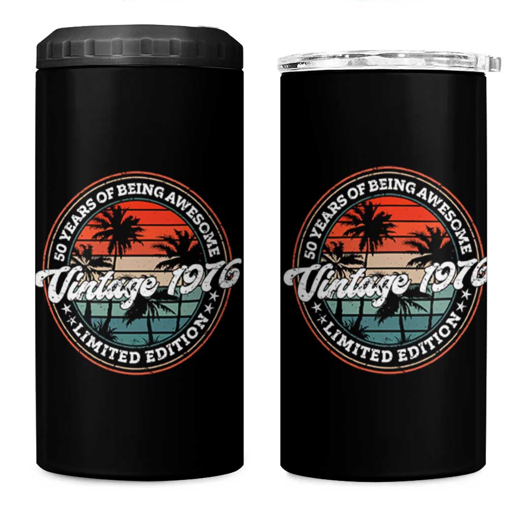 50th Birthday Gifts 4 in 1 Can Cooler Tumbler Vintage 1976 50 Year Old Birthday