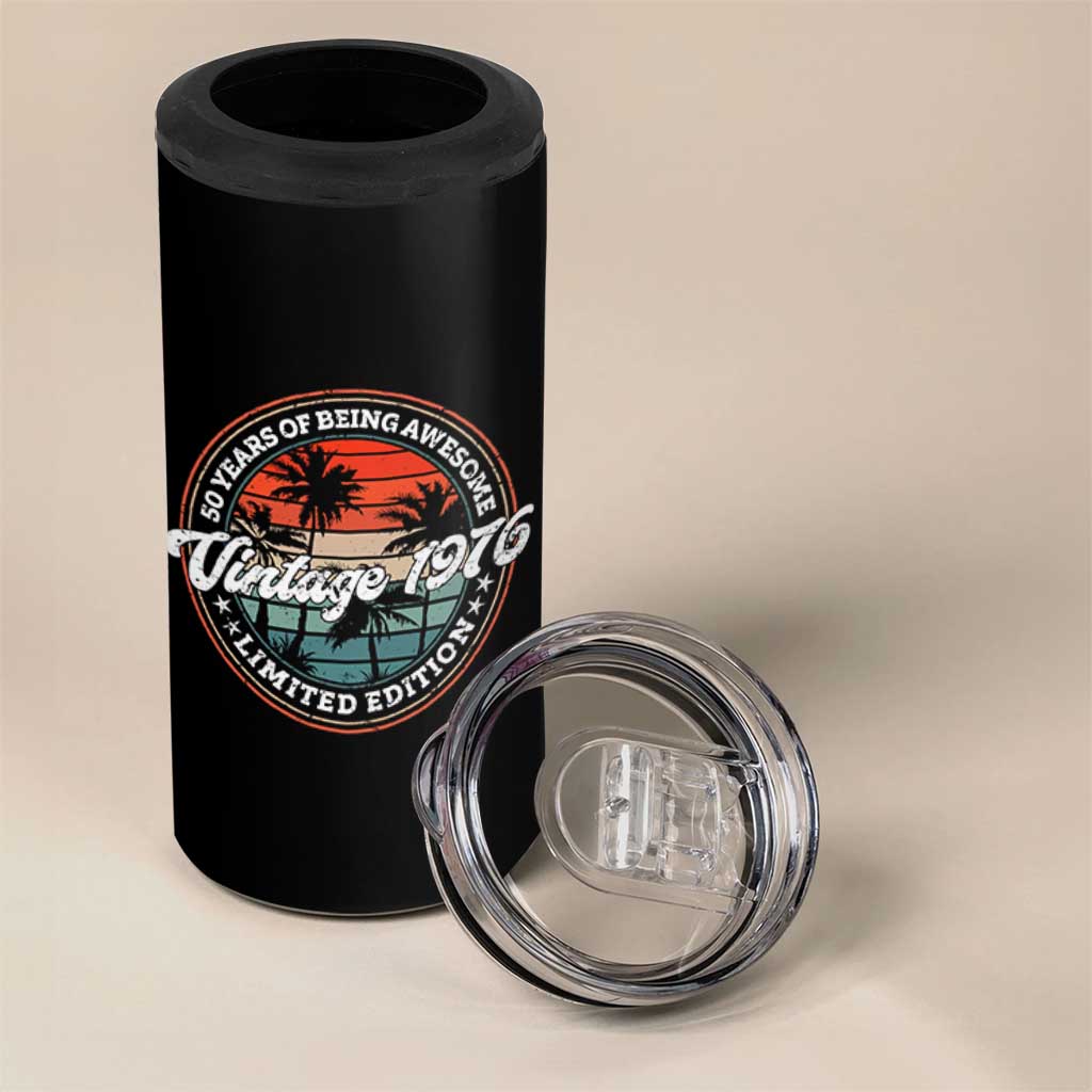 50th Birthday Gifts 4 in 1 Can Cooler Tumbler Vintage 1976 50 Year Old Birthday