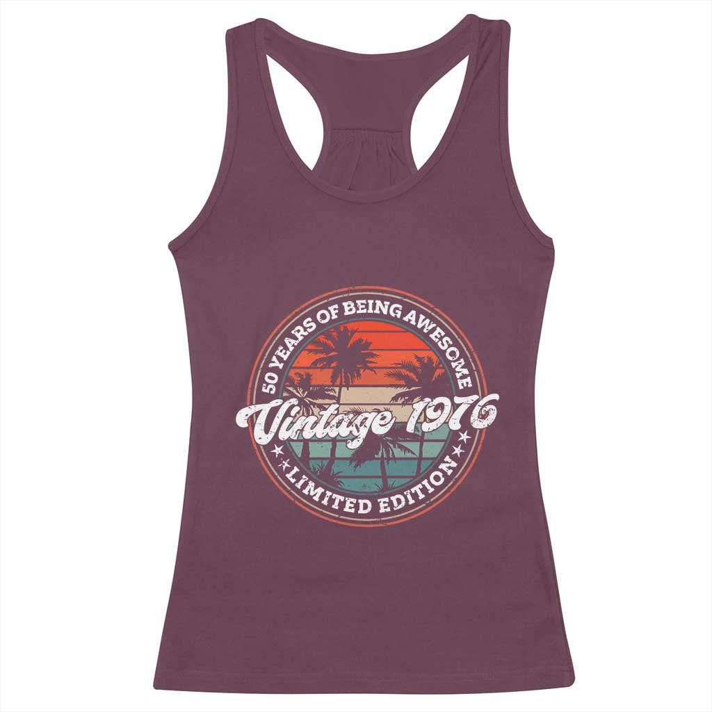 50th Birthday Gifts Racerback Tank Top Vintage 1976 50 Year Old Birthday
