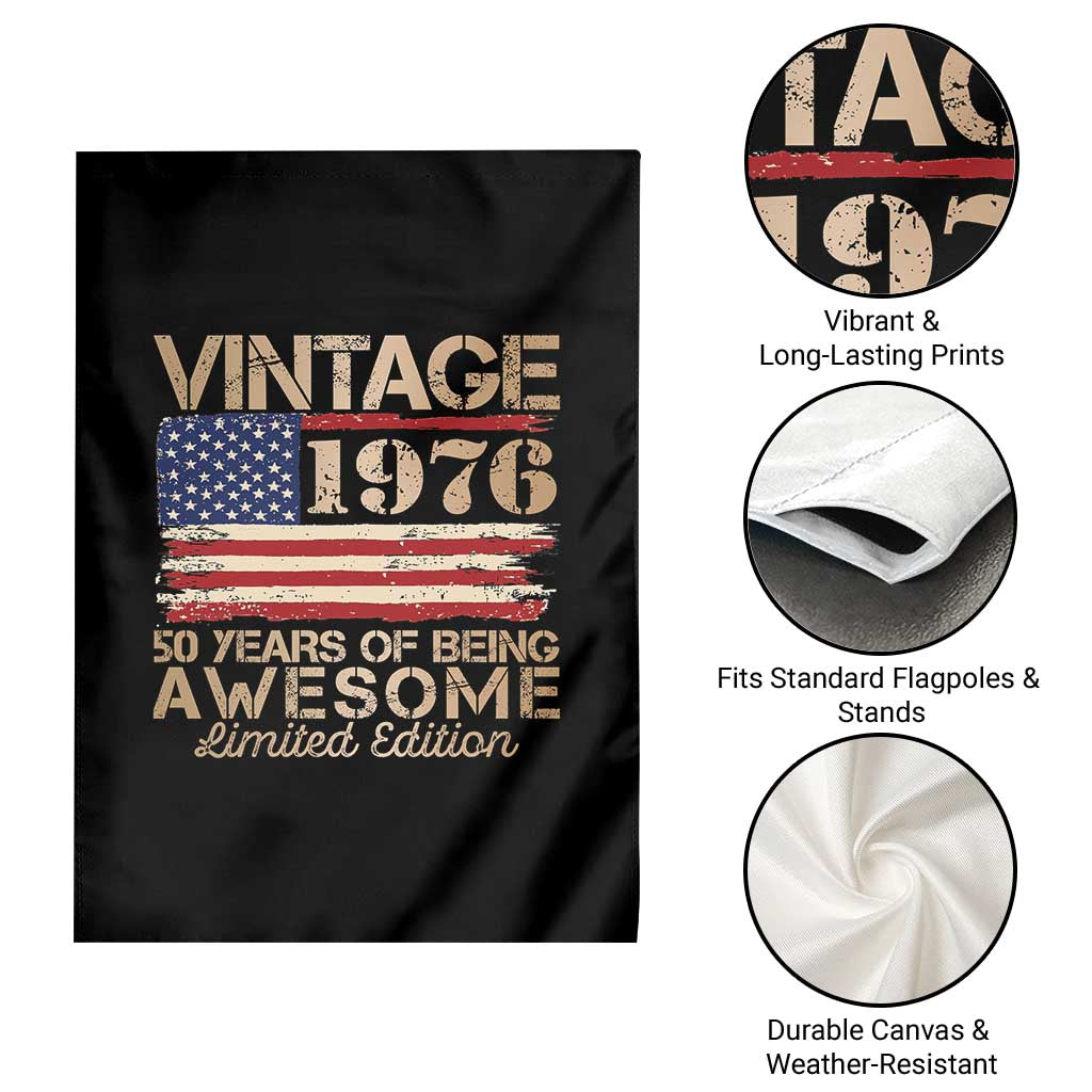 Vintage 1976 Birthday Garden Flag 50 Years Of Being Awesome USA Flag