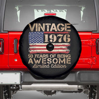Vintage 1976 Birthday Spare Tire Cover 50 Years Of Being Awesome USA Flag