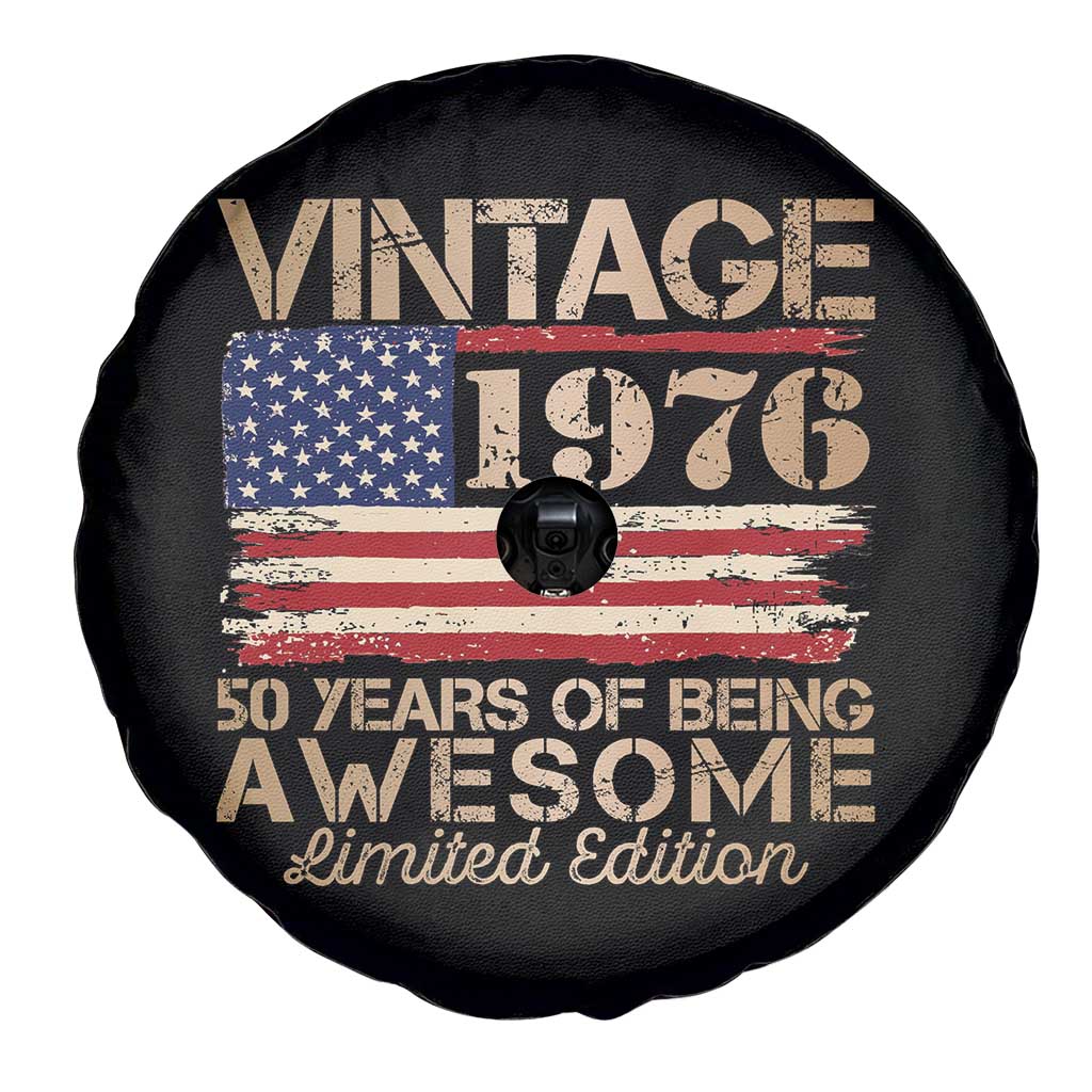 Vintage 1976 Birthday Spare Tire Cover 50 Years Of Being Awesome USA Flag