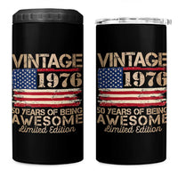 Vintage 1976 Birthday 4 in 1 Can Cooler Tumbler 50 Years Of Being Awesome USA Flag