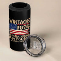 Vintage 1976 Birthday 4 in 1 Can Cooler Tumbler 50 Years Of Being Awesome USA Flag