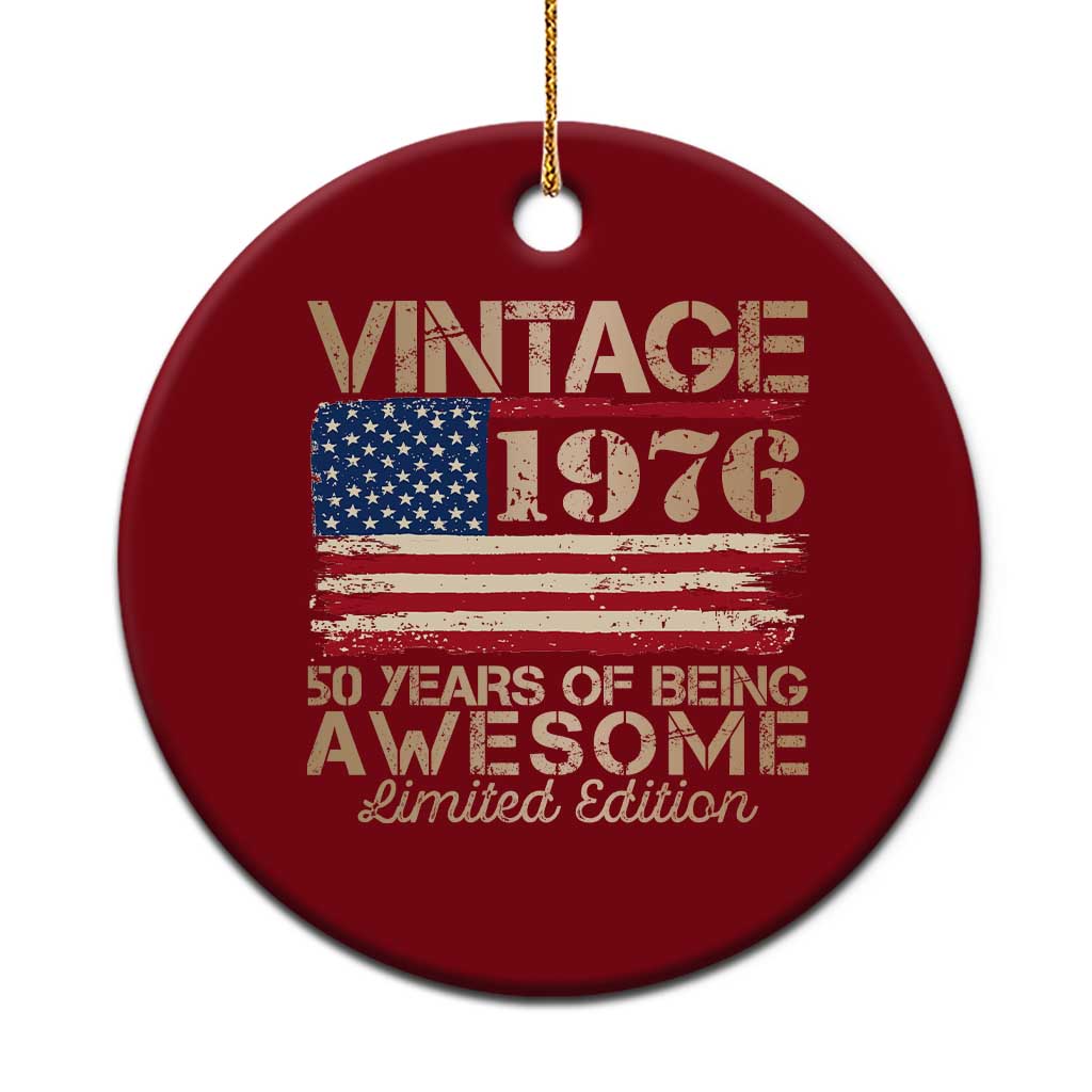 Vintage 1976 Birthday Ceramic Ornament 50 Years Of Being Awesome USA Flag
