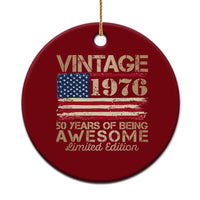 Vintage 1976 Birthday Ceramic Ornament 50 Years Of Being Awesome USA Flag