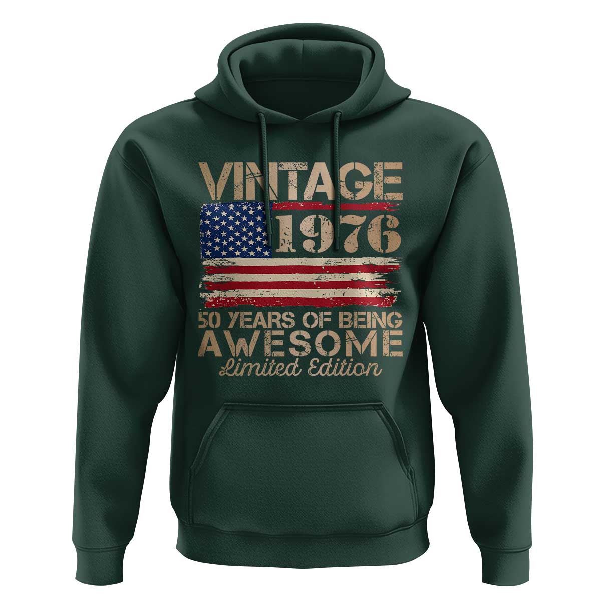 Vintage 1976 Birthday Hoodie 50 Years Of Being Awesome USA Flag