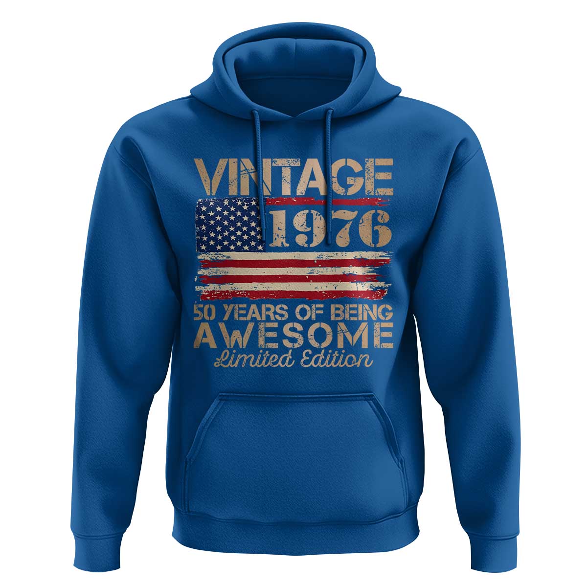 Vintage 1976 Birthday Hoodie 50 Years Of Being Awesome USA Flag