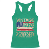 Vintage 1976 Birthday Racerback Tank Top 50 Years Of Being Awesome USA Flag