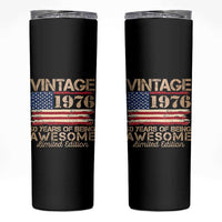Vintage 1976 Birthday Skinny Tumbler 50 Years Of Being Awesome USA Flag