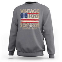 Vintage 1976 Birthday Sweatshirt 50 Years Of Being Awesome USA Flag