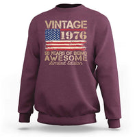 Vintage 1976 Birthday Sweatshirt 50 Years Of Being Awesome USA Flag