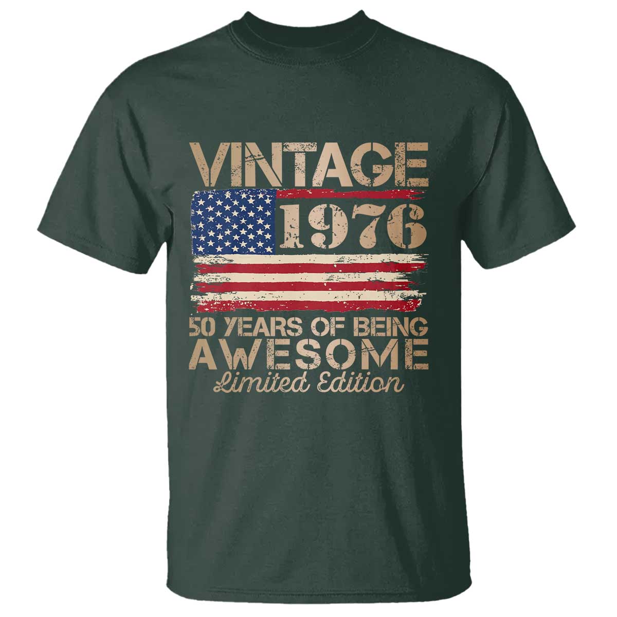Vintage 1976 Birthday T Shirt 50 Years Of Being Awesome USA Flag
