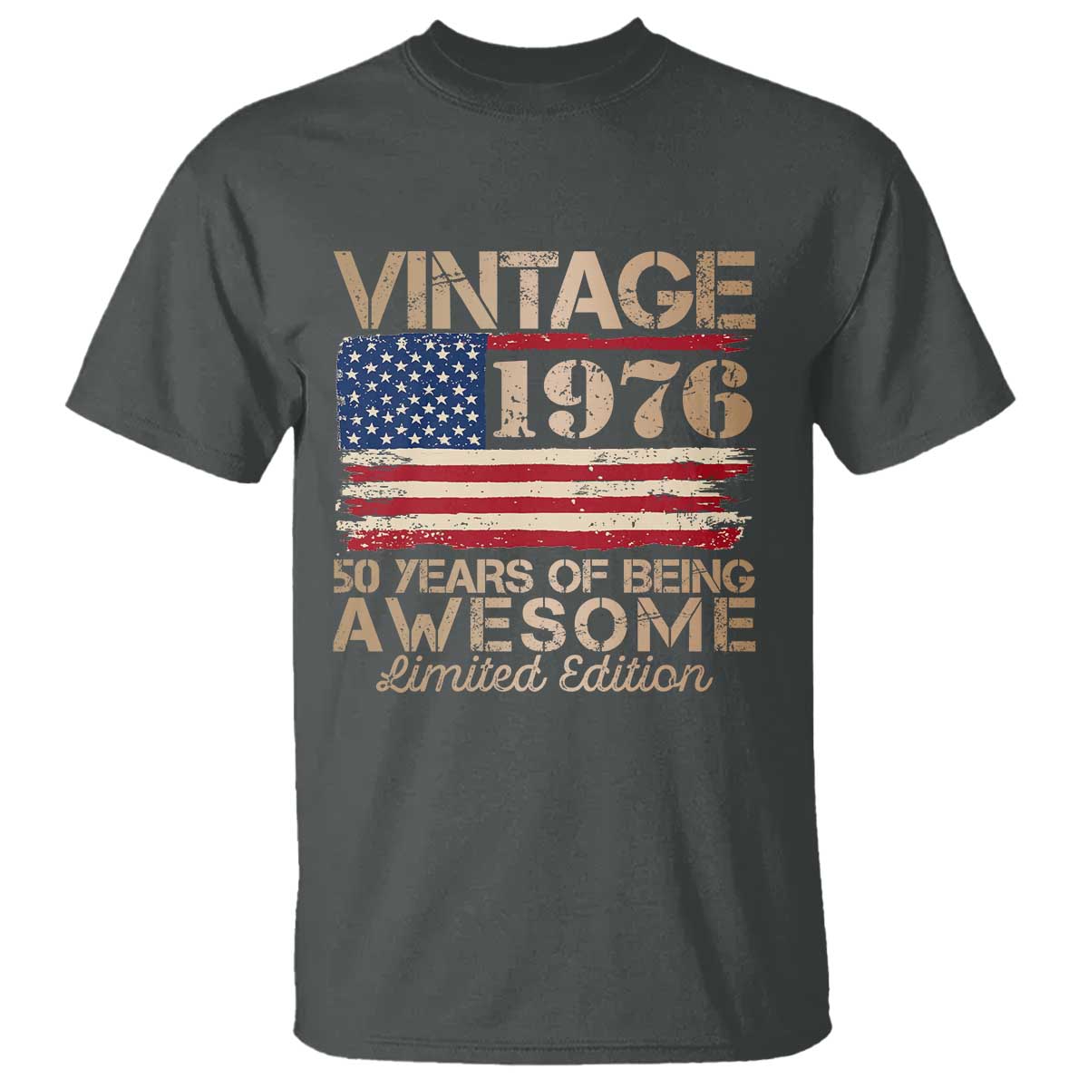 Vintage 1976 Birthday T Shirt 50 Years Of Being Awesome USA Flag