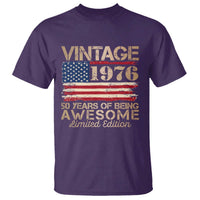 Vintage 1976 Birthday T Shirt 50 Years Of Being Awesome USA Flag