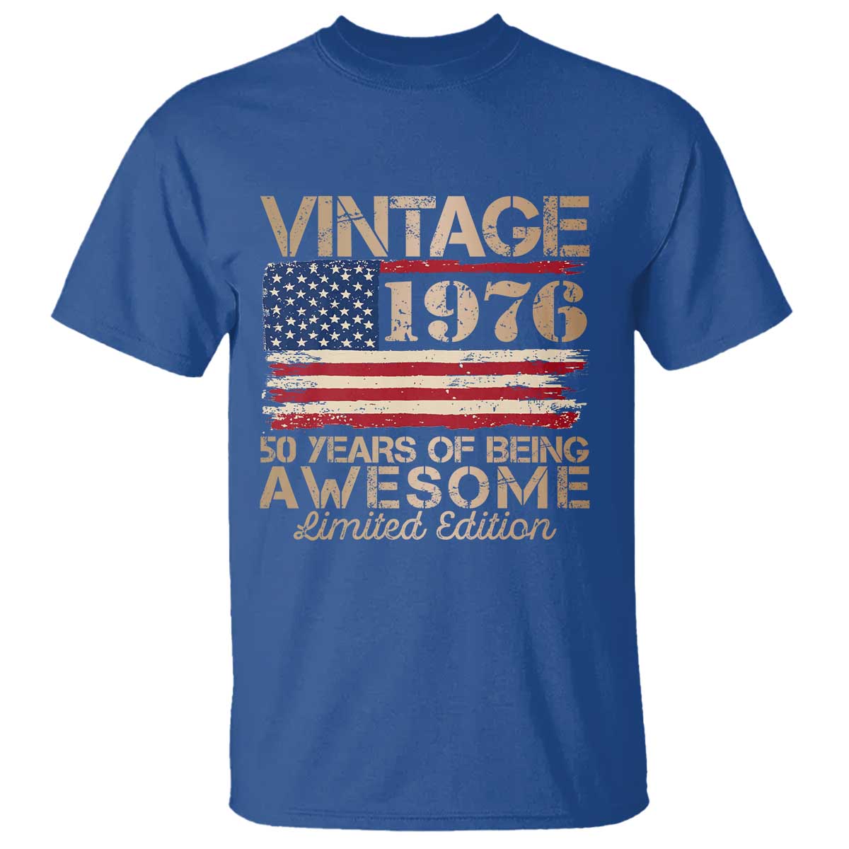 Vintage 1976 Birthday T Shirt 50 Years Of Being Awesome USA Flag