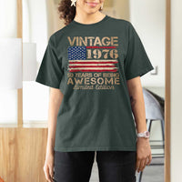 Vintage 1976 Birthday T Shirt For Women 50 Years Of Being Awesome USA Flag
