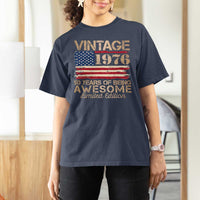 Vintage 1976 Birthday T Shirt For Women 50 Years Of Being Awesome USA Flag