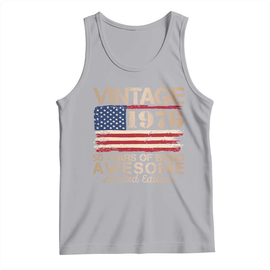 Vintage 1976 Birthday Tank Top 50 Years Of Being Awesome USA Flag