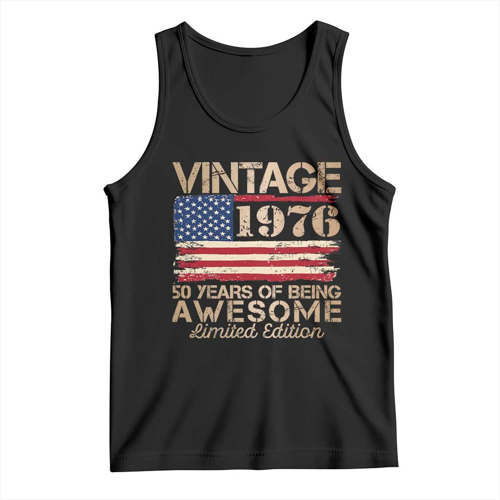 Vintage 1976 Birthday Tank Top 50 Years Of Being Awesome USA Flag
