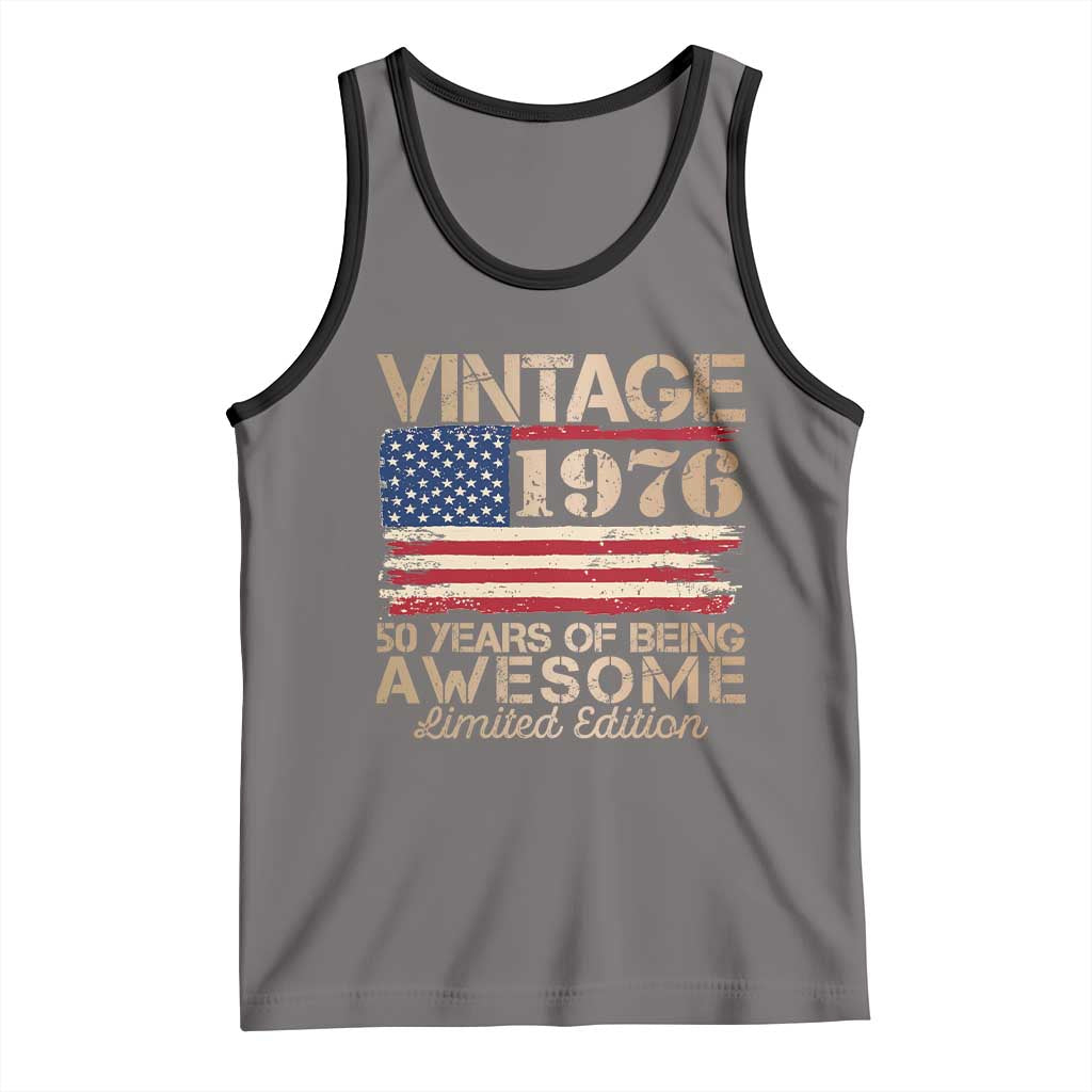 Vintage 1976 Birthday Tank Top 50 Years Of Being Awesome USA Flag