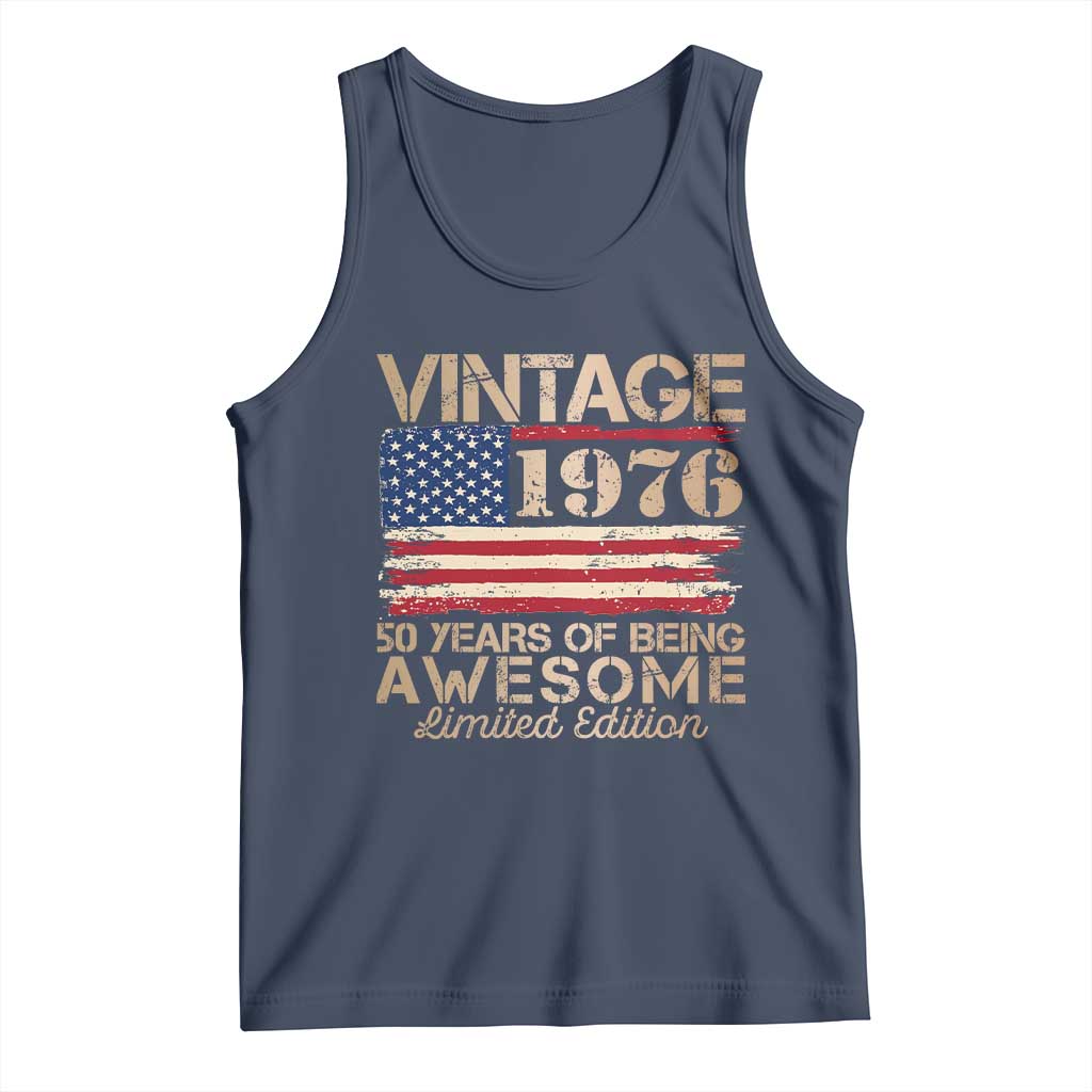 Vintage 1976 Birthday Tank Top 50 Years Of Being Awesome USA Flag