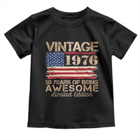 Vintage 1976 Birthday Toddler T Shirt 50 Years Of Being Awesome USA Flag