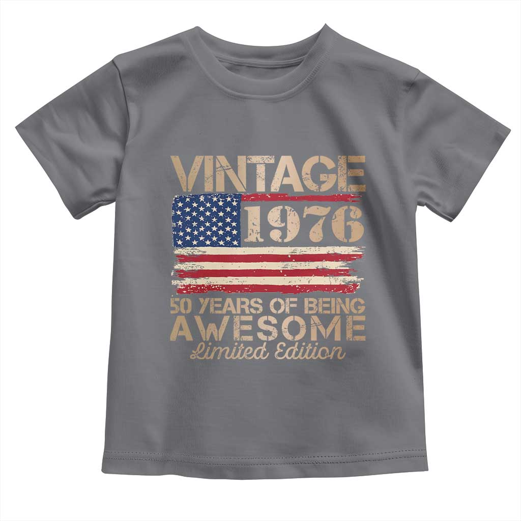 Vintage 1976 Birthday Toddler T Shirt 50 Years Of Being Awesome USA Flag