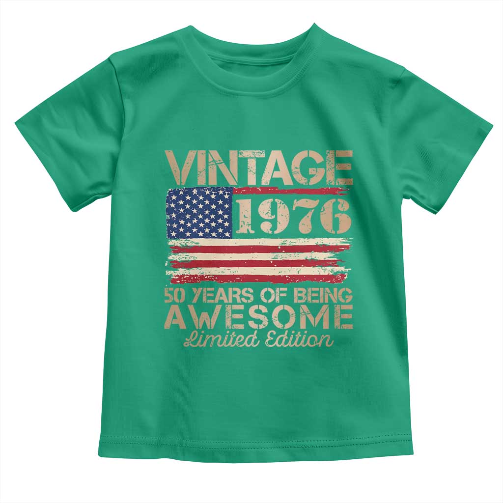 Vintage 1976 Birthday Toddler T Shirt 50 Years Of Being Awesome USA Flag
