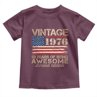 Vintage 1976 Birthday Toddler T Shirt 50 Years Of Being Awesome USA Flag