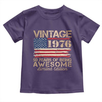 Vintage 1976 Birthday Toddler T Shirt 50 Years Of Being Awesome USA Flag