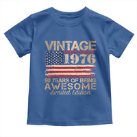Vintage 1976 Birthday Toddler T Shirt 50 Years Of Being Awesome USA Flag