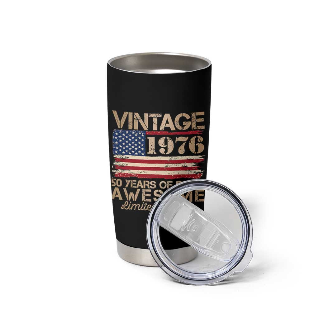 Vintage 1976 Birthday Tumbler Cup 50 Years Of Being Awesome USA Flag