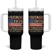 Vintage 1976 Birthday Tumbler With Handle 50 Years Of Being Awesome USA Flag