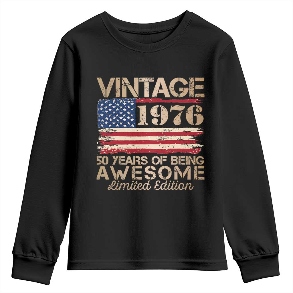 Vintage 1976 Birthday Youth Sweatshirt 50 Years Of Being Awesome USA Flag