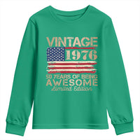 Vintage 1976 Birthday Youth Sweatshirt 50 Years Of Being Awesome USA Flag