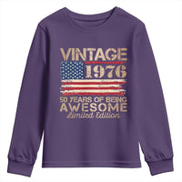 Vintage 1976 Birthday Youth Sweatshirt 50 Years Of Being Awesome USA Flag