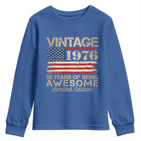 Vintage 1976 Birthday Youth Sweatshirt 50 Years Of Being Awesome USA Flag