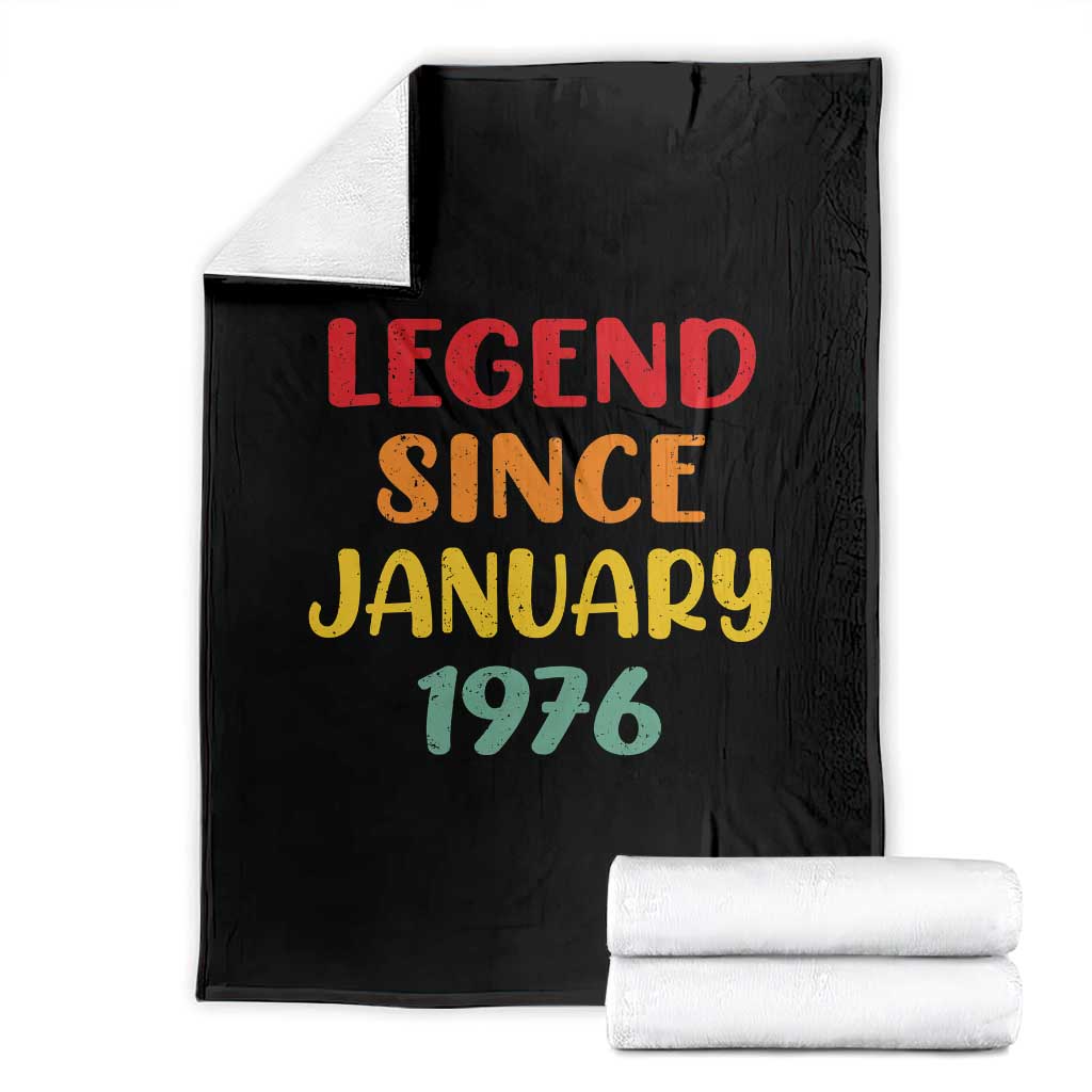 Legend Since January 1976 Throw Blanket Vintage Retro 50th Birthday Gifts 50 Years Old